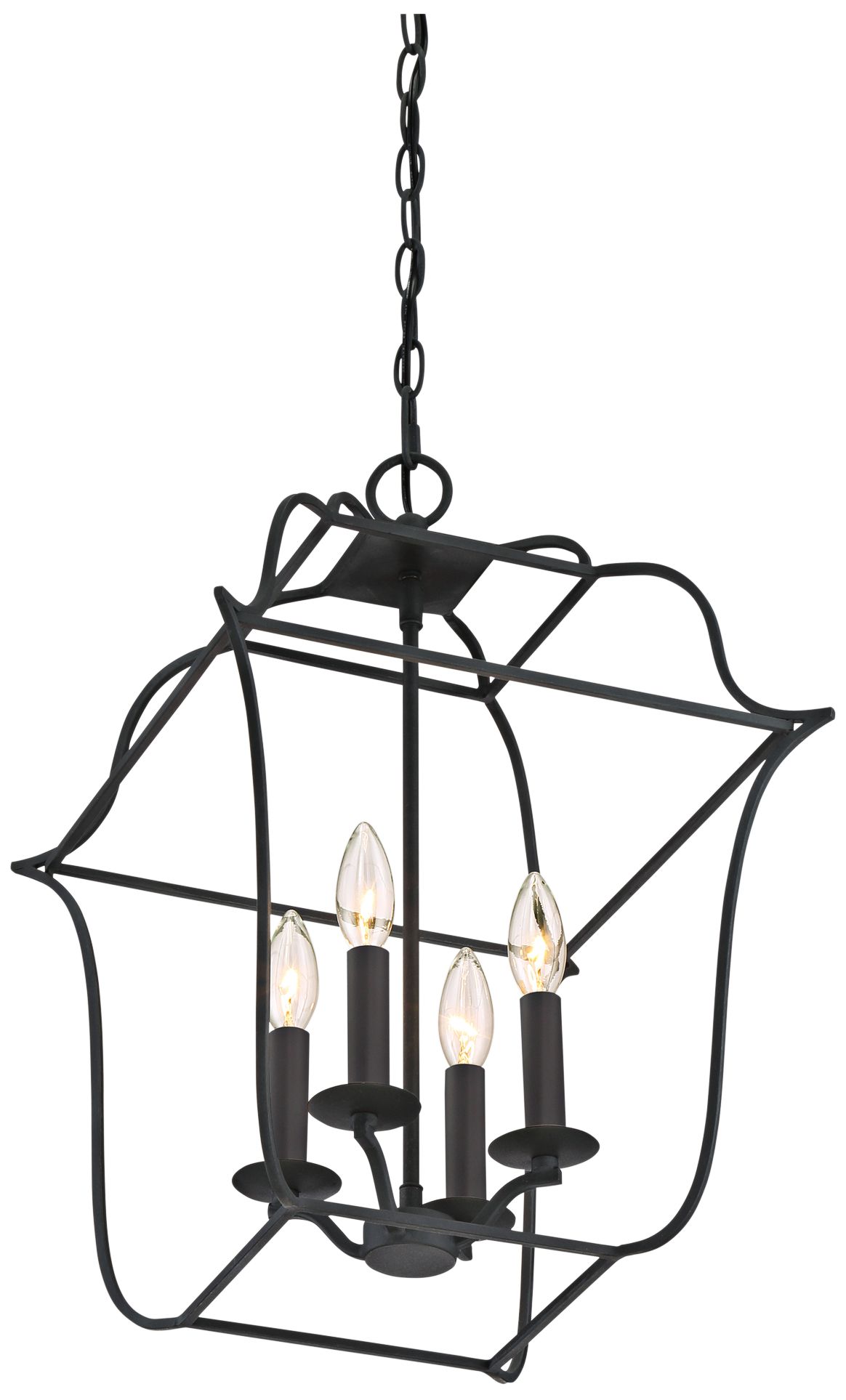 Quoizel Gallery 14" W 4-Light Royal Ebony Cage Chandelier