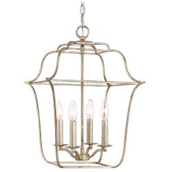 Quoizel Gallery 14" Wide Century Silver Leaf 4-Light Pendant