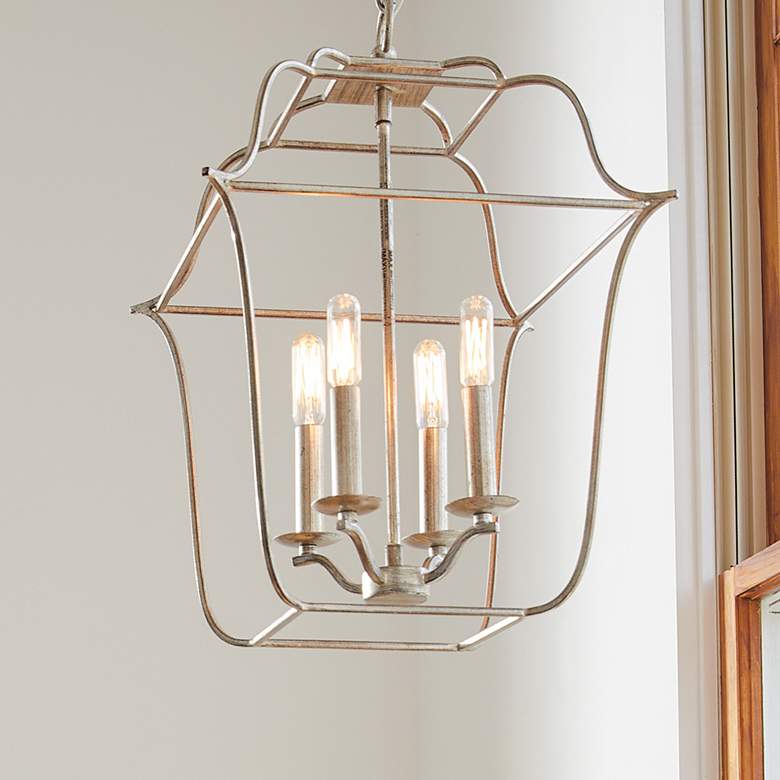 Image 1 Quoizel Gallery 14" Wide Century Silver Leaf 4-Light Pendant