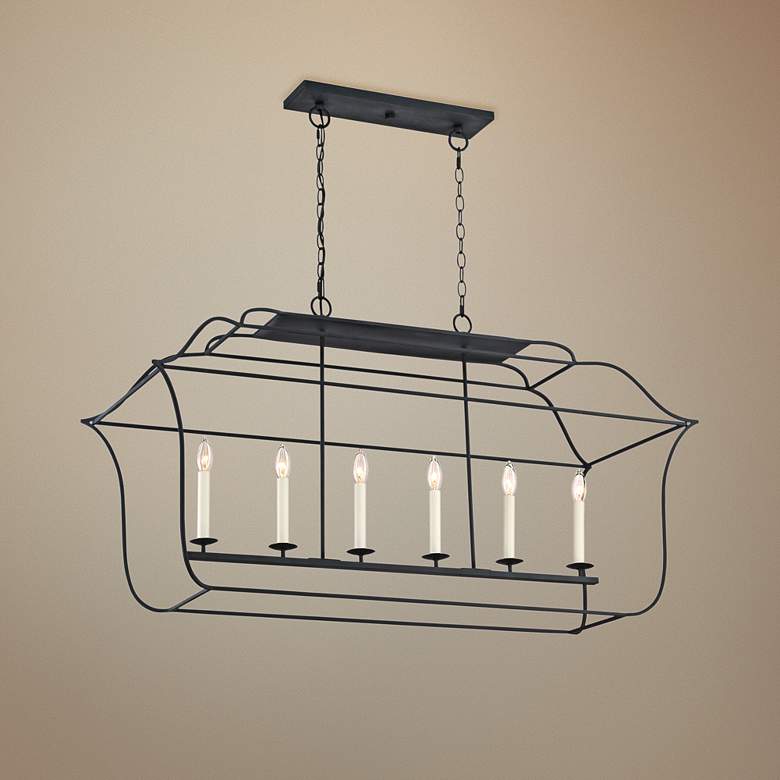 Image 1 Quoizel Gallery 48"W 6-Light Royal Ebony Island Chandelier