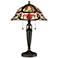 Quoizel Garland Vintage Bronze Tiffany Style Art Glass Table Lamp