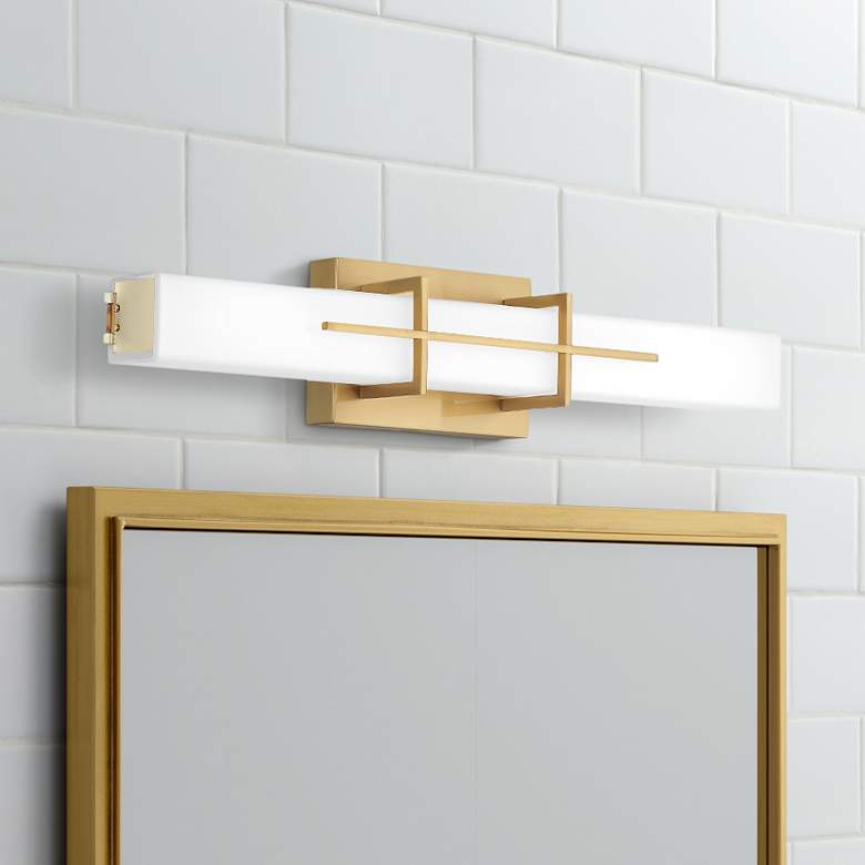 Image 1 Quoizel Gemini 22 1/2 inch Wide Aged Brass LED Bath Light