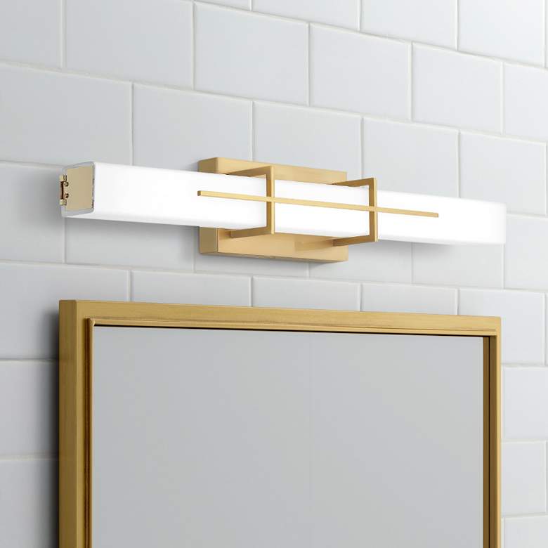 Image 1 Quoizel Gemini 28 1/4 inch Wide Aged Brass LED Bath Light