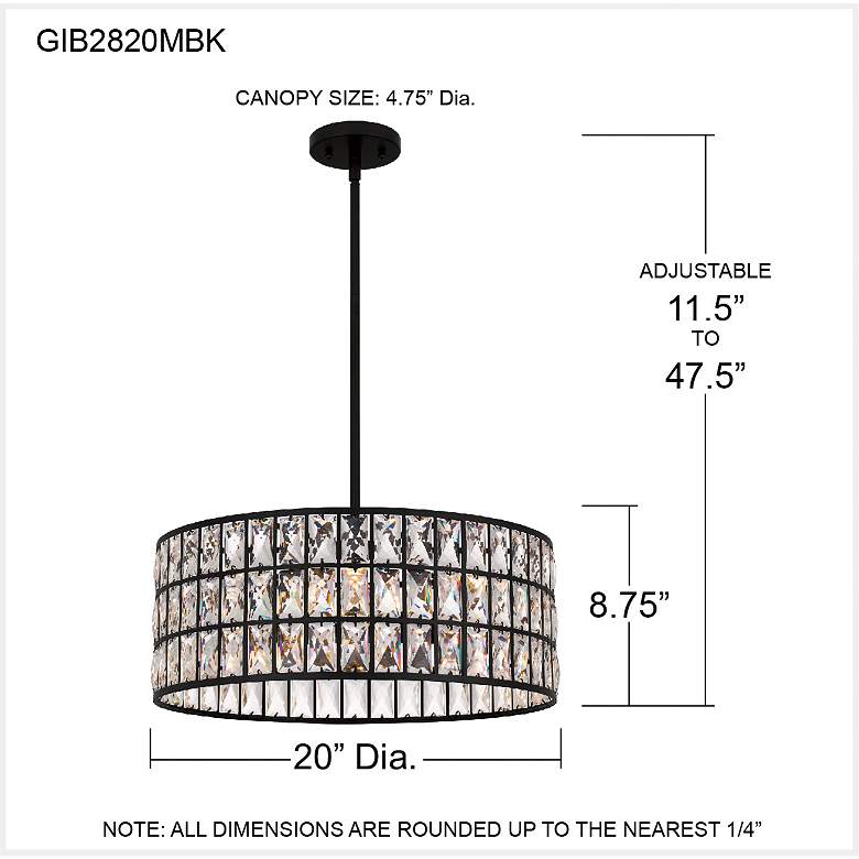 Image 7 Quoizel Gibson 20" Wide Matte Black Drum Pendant Light more views
