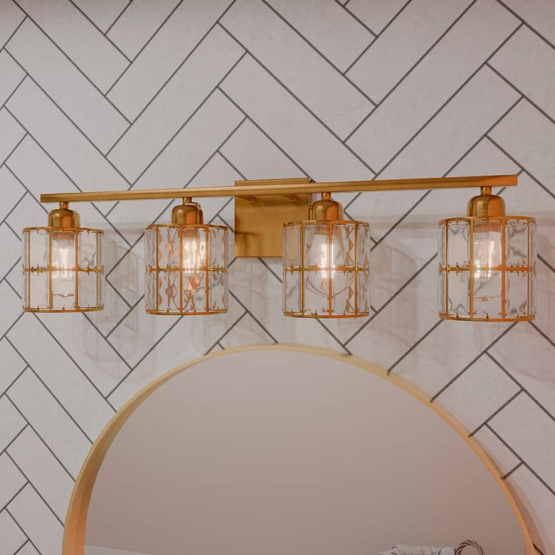 Image 1 Quoizel Gibson 29 1/2" Wide Aged Brass 4-Light Bath Light