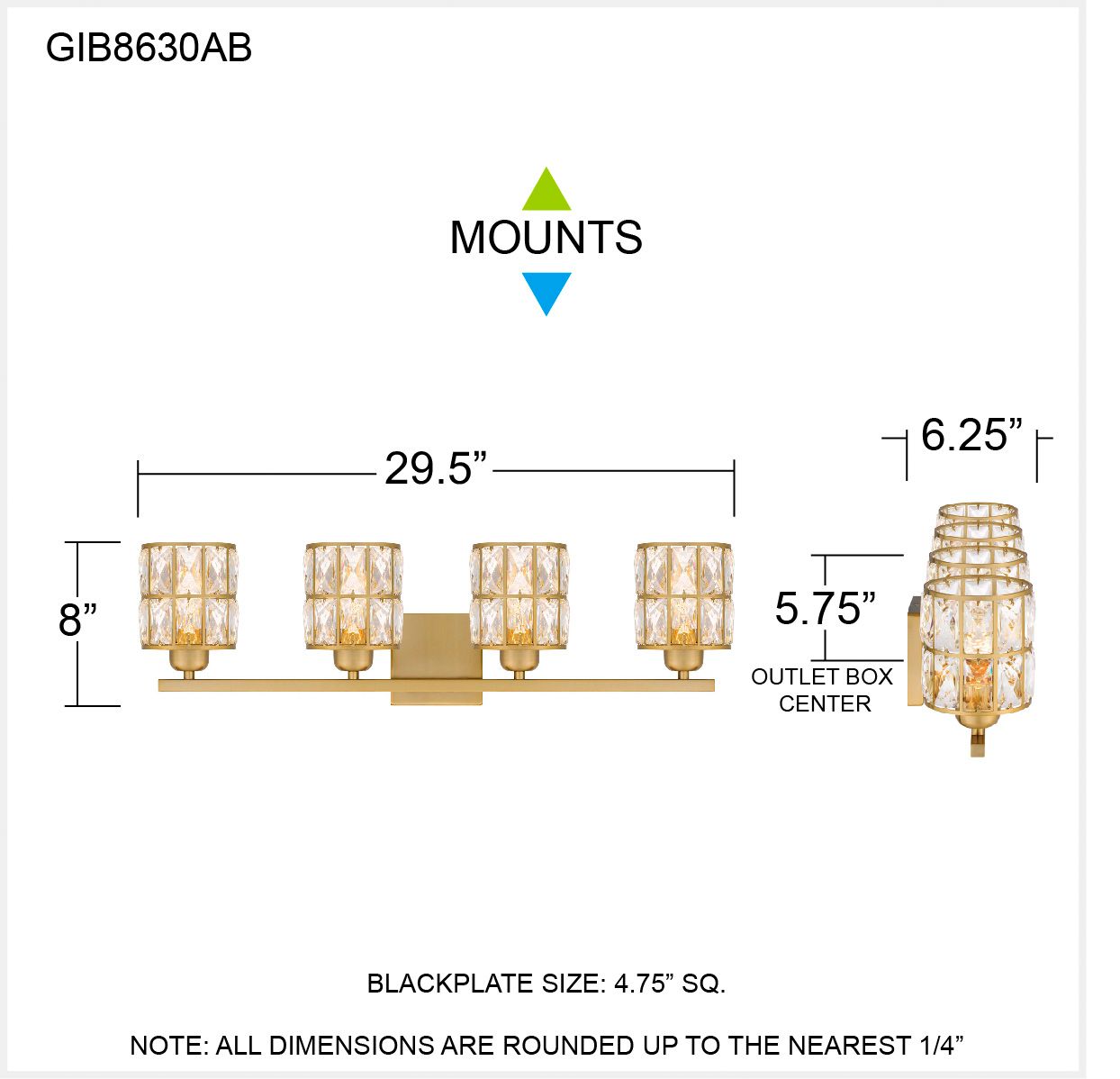Quoizel Gibson 29 1/2" Wide Aged Brass 4-Light Bath Light