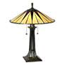 Quoizel Gotham 25" Antique Bronze Mission Tiffany-Style Table Lamp