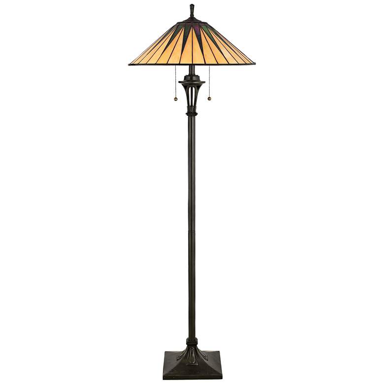 Image 3 Quoizel Gotham 62 inch Tiffany-Style Art Glass Floor Lamp