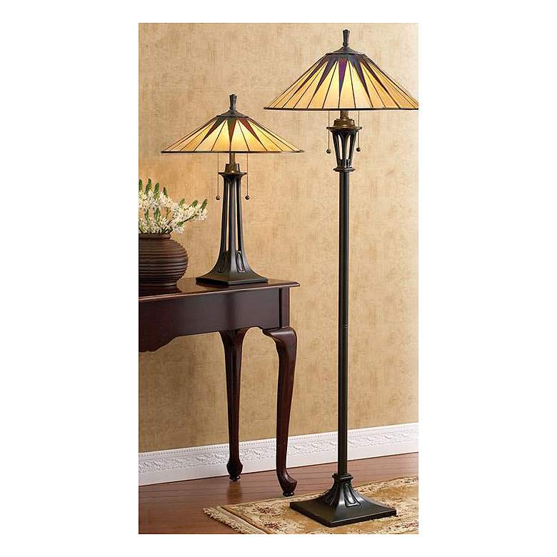 Image 4 Quoizel Gotham 62" Tiffany-Style Art Glass Floor Lamp more views