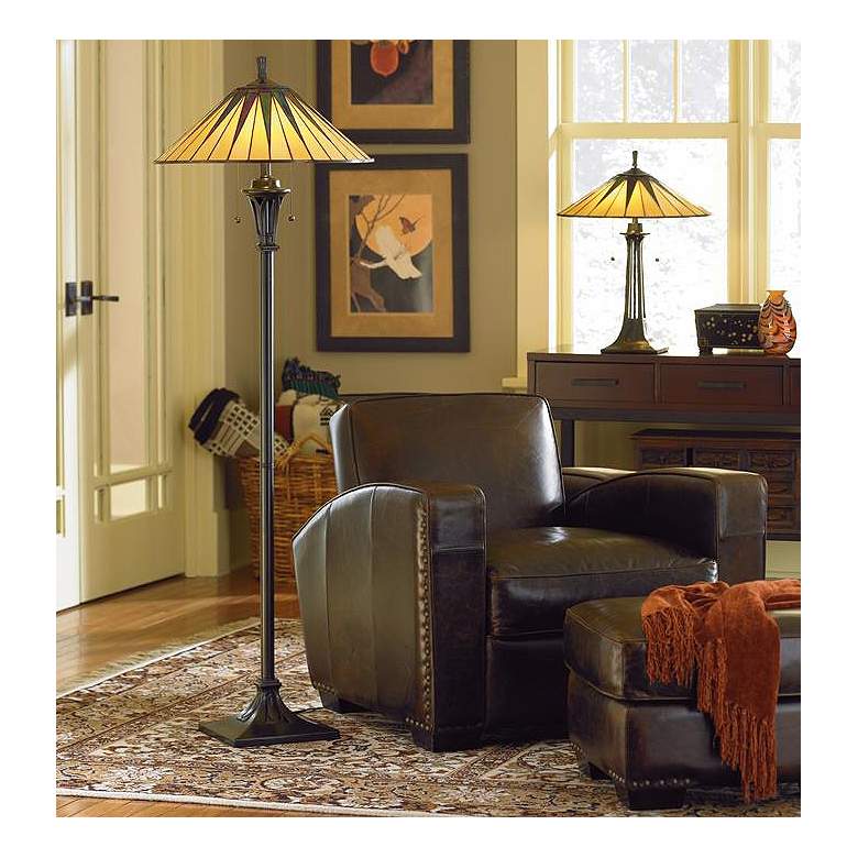 Image 5 Quoizel Gotham 62" Tiffany-Style Art Glass Floor Lamp more views