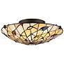 Quoizel Graham 16.5" Wide Bronze and Tiffany Style Glass Ceiling Light