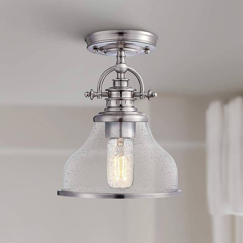 Image 1 Quoizel Grant 10 1/2" High Brushed Nickel Ceiling Light