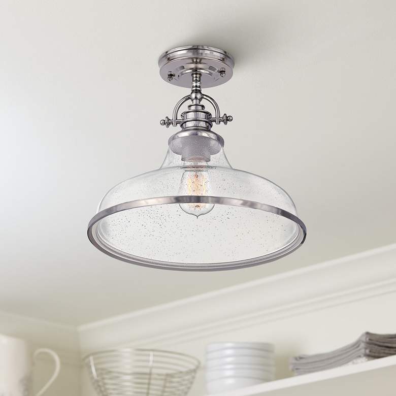 Image 1 Quoizel Grant 13 1/2" High Brushed Nickel Ceiling Light