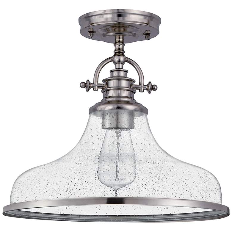 Image 2 Quoizel Grant 13 1/2" High Brushed Nickel Glass Dome Ceiling Light