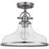 Quoizel Grant 13 1/2" High Brushed Nickel Glass Dome Ceiling Light