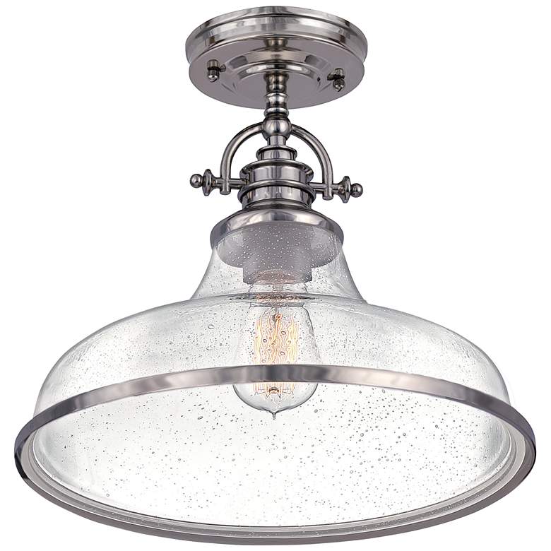 Image 4 Quoizel Grant 13 1/2" High Brushed Nickel Glass Dome Ceiling Light more views