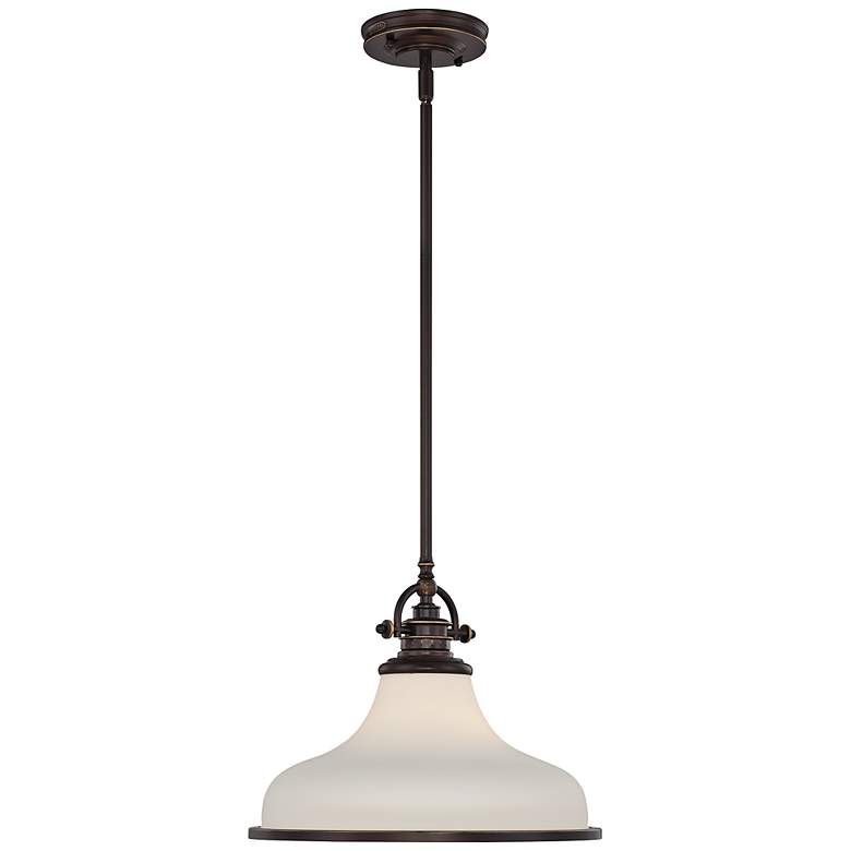 Image 2 Quoizel Grant 13 1/2" Wide Bronze and Opal White Dome Pendant Light