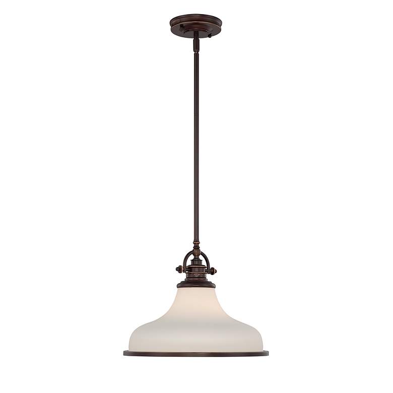 Image 2 Quoizel Grant 13 1/2" Wide Bronze and Opal White Dome Pendant Light