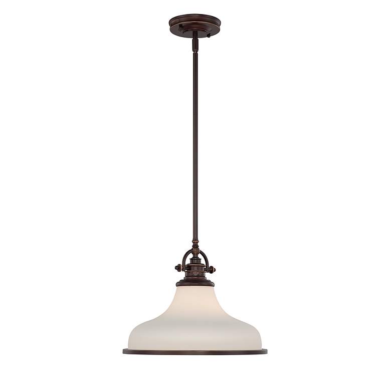 Image 2 Quoizel Grant 13 1/2 inch Wide Bronze and Opal White Dome Pendant Light