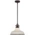Quoizel Grant 13 1/2" Wide Bronze and Opal White Dome Pendant Light