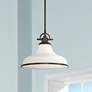 Quoizel Grant 13 1/2" Wide Bronze and Opal White Dome Pendant Light