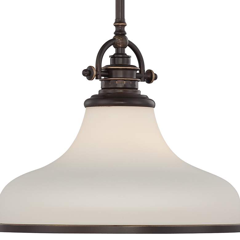 Image 5 Quoizel Grant 13 1/2" Wide Bronze and Opal White Dome Pendant Light more views