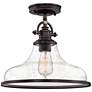 2_Quoizel Grant 13 1/2" Wide Bronze Glass Dome Semi-Flush Mount