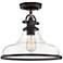 Quoizel Grant 13 1/2" Wide Bronze Glass Dome Semi-Flush Mount