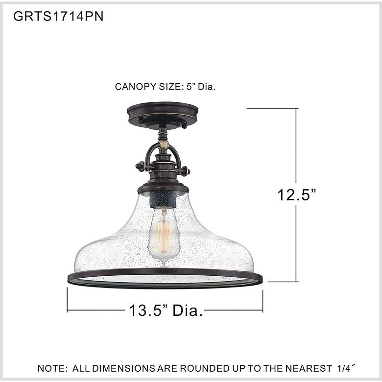 Image 4 Quoizel Grant 13 1/2" Wide Bronze Glass Dome Semi-Flush Mount more views