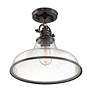 6_Quoizel Grant 13 1/2" Wide Bronze Glass Dome Semi-Flush Mount more views