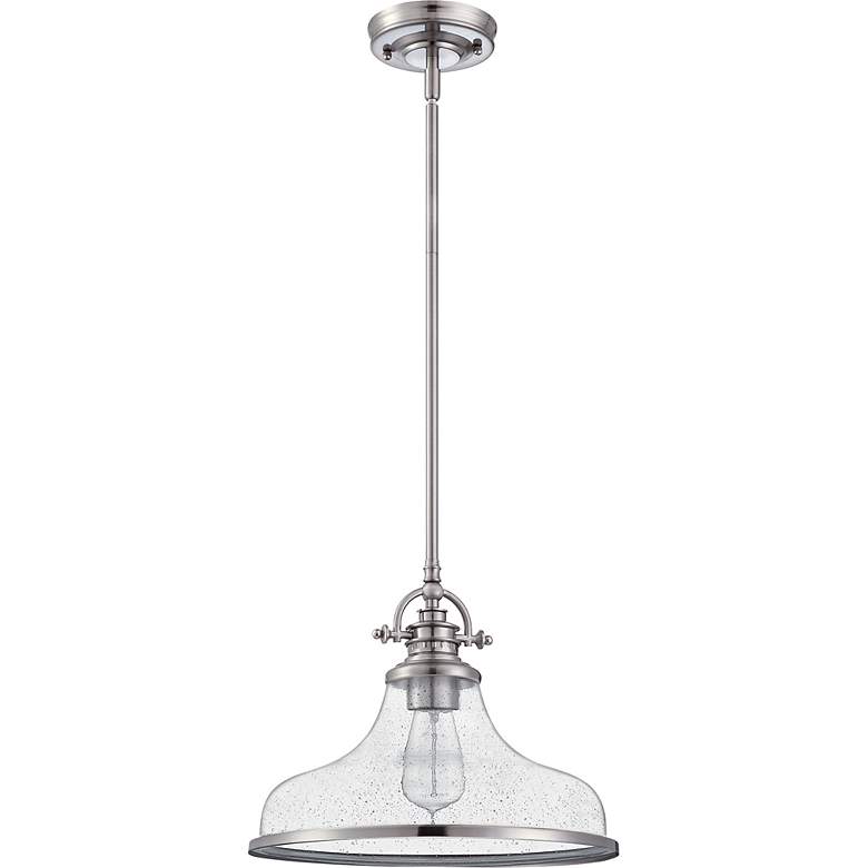 Image 4 Quoizel Grant 13 1/2" Wide Brushed Nickel Seeded Glass Dome Pendant more views