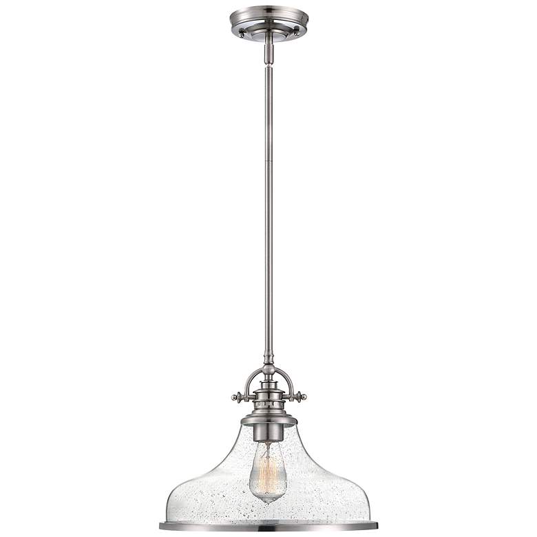 Image 5 Quoizel Grant 13 1/2" Wide Brushed Nickel Seeded Glass Dome Pendant more views