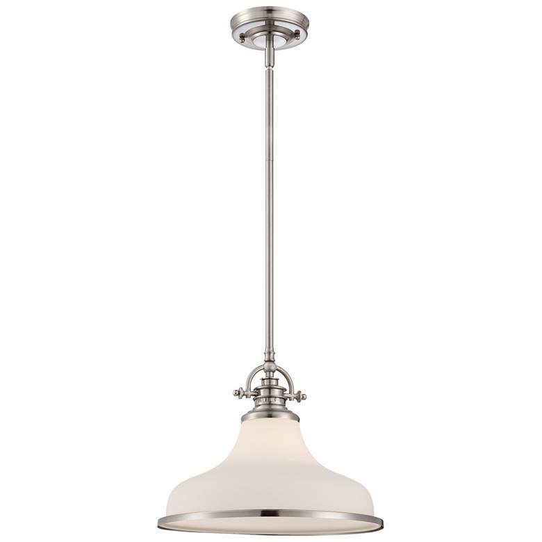 Image 1 Quoizel Grant 13 1/2" Wide Nickel and White Dome Light Pendant