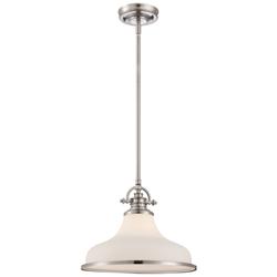 Quoizel Grant 13 1/2&quot; Wide Nickel and White Dome Light Pendant