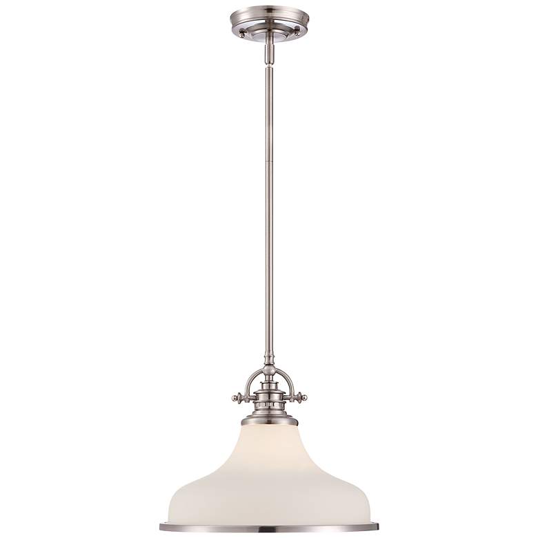 Image 2 Quoizel Grant 13 1/2" Wide Nickel and White Dome Light Pendant more views