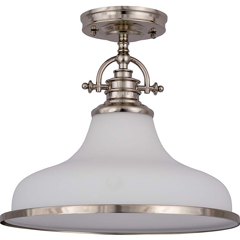 Image 4 Quoizel Grant 13 1/2" Wide Nickel and White Dome Light Pendant more views