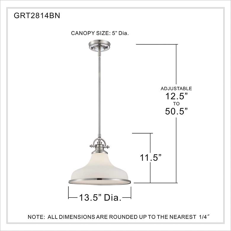 Image 7 Quoizel Grant 13 1/2" Wide Nickel and White Dome Light Pendant more views