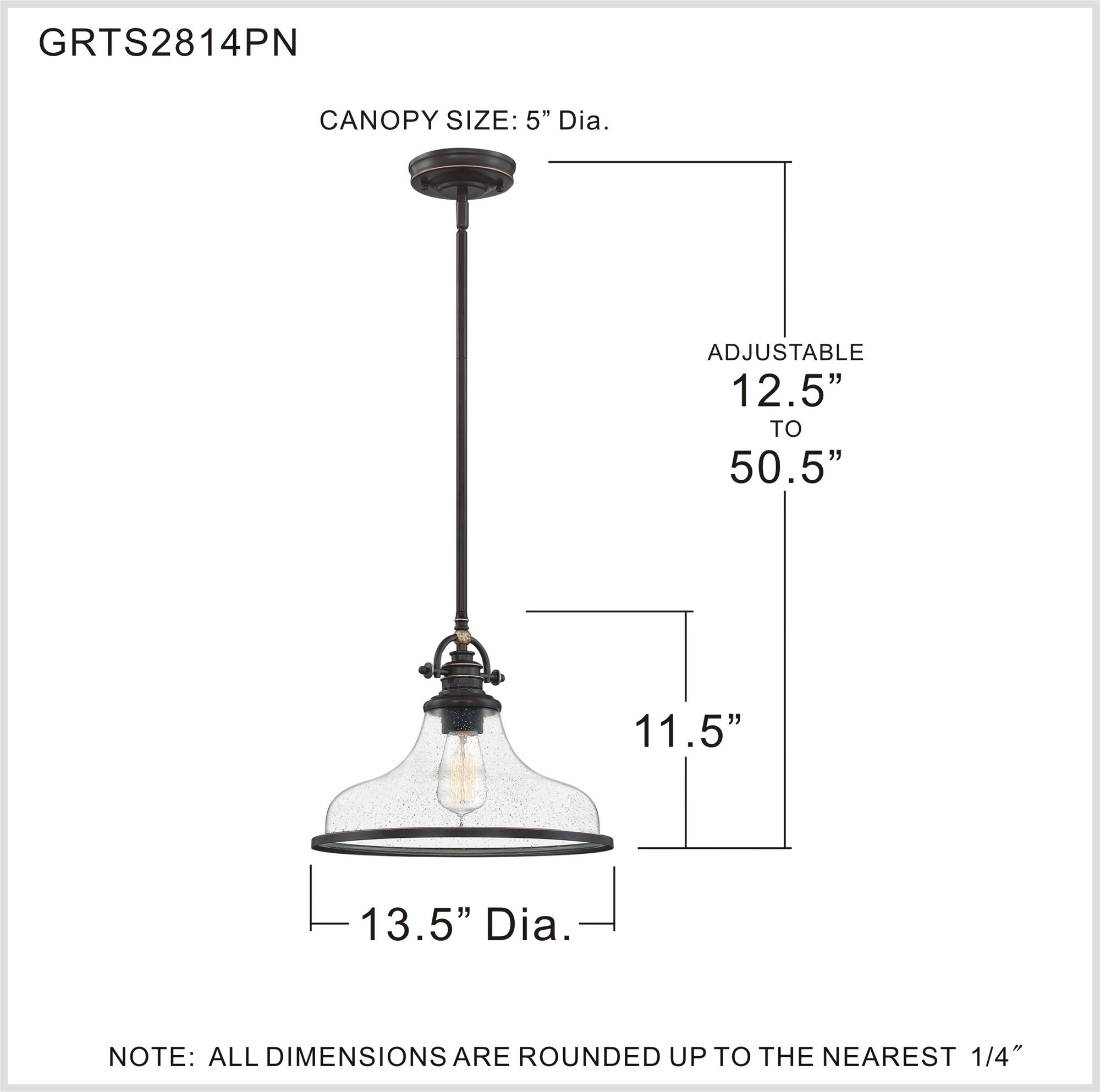 Quoizel Grant 13 1/2" Wide Palladian Bronze Pendant Light