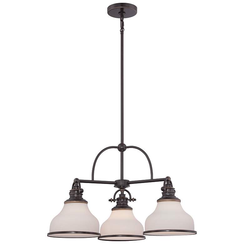 Image 1 Quoizel Grant 24" Wide 3-Light Bronze White Dome Glass Chandelier