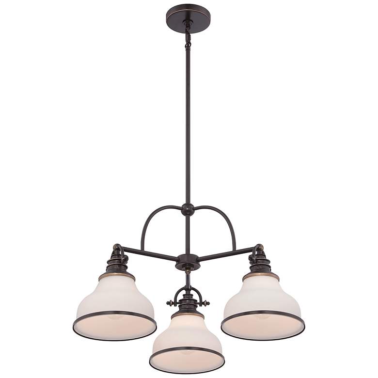Image 2 Quoizel Grant 24" Wide 3-Light Bronze White Dome Glass Chandelier more views