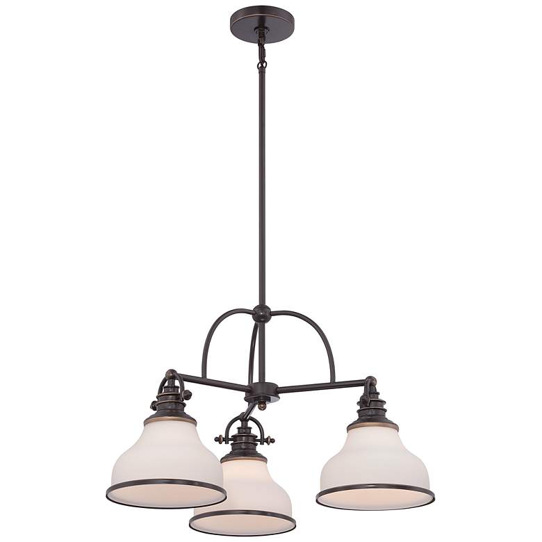 Image 3 Quoizel Grant 24" Wide 3-Light Bronze White Dome Glass Chandelier more views