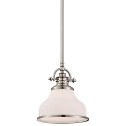 Quoizel Grant 8&quot; Wide Brushed Nickel Opal White Glass Mini Pendant