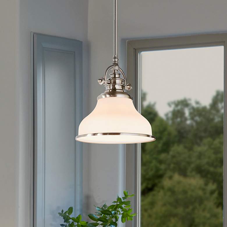 Image 3 Quoizel Grant 8" Wide Brushed Nickel Opal White Glass Mini Pendant more views
