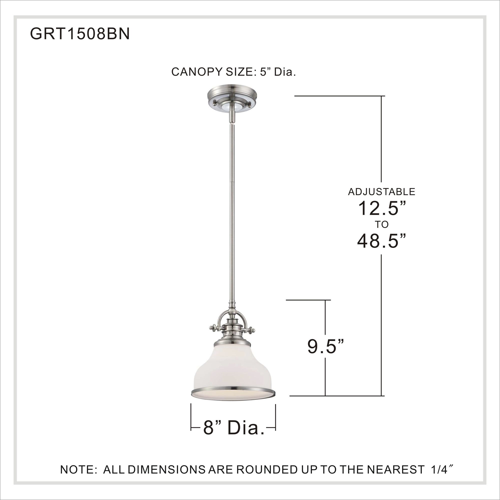 Quoizel Grant 8" Wide Brushed Nickel Opal White Glass Mini Pendant