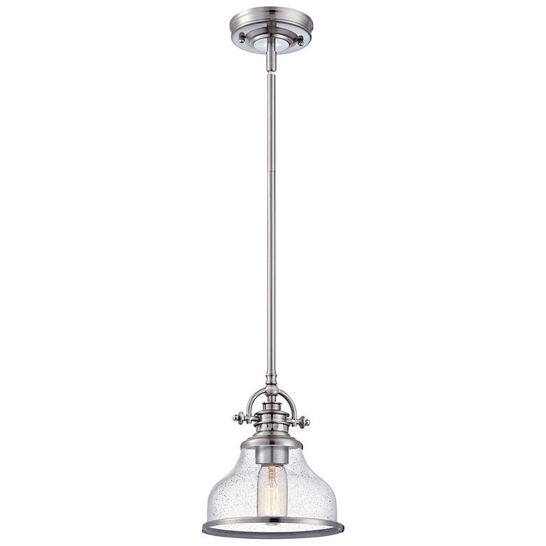 Image 2 Quoizel Grant 8" Wide Brushed Nickel Seeded Glass Mini Pendant