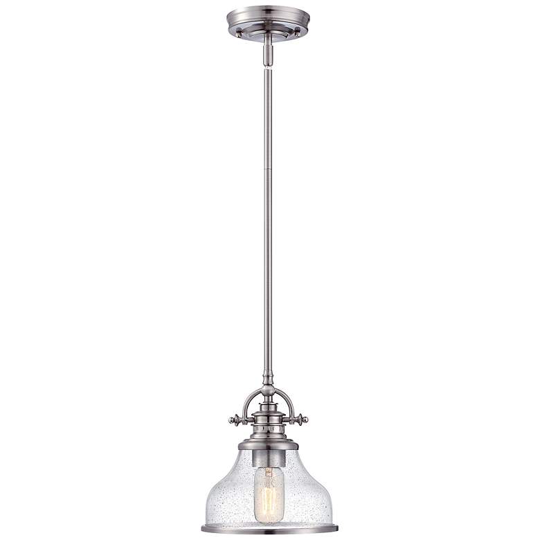 Image 3 Quoizel Grant 8" Wide Brushed Nickel Seeded Glass Mini Pendant more views