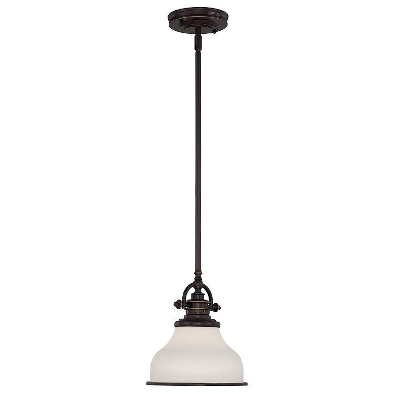 Image 3 Quoizel Grant 8" Wide Palladian Bronze White Glass Mini Pendant