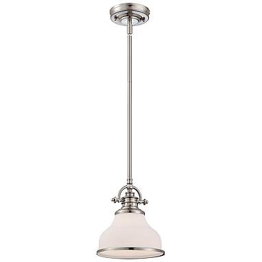 Quoizel Grant 8" Wide Brushed Nickel Opal White Glass Mini Pendant