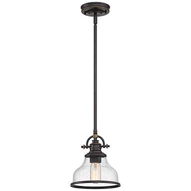 Quoizel Grant 8" Wide Palladian Bronze Seeded Glass Mini Pendant