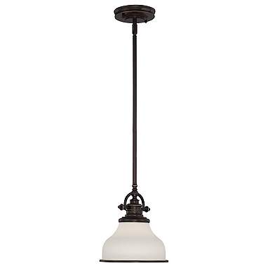 Quoizel Grant 8" Wide Palladian Bronze White Glass Mini Pendant